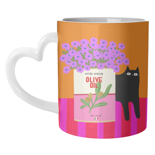 Flowers And Olive Oil - unique mug by The Paper Tail