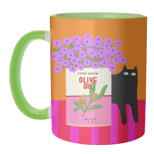 Flowers And Olive Oil - unique mug by The Paper Tail
