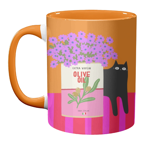 Flowers And Olive Oil - unique mug by The Paper Tail