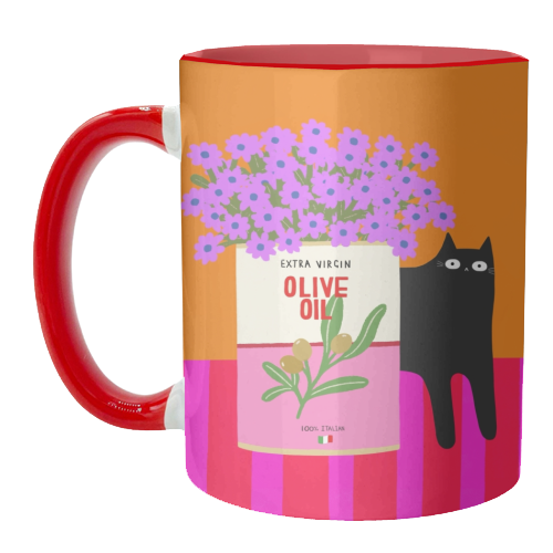 Flowers And Olive Oil - unique mug by The Paper Tail
