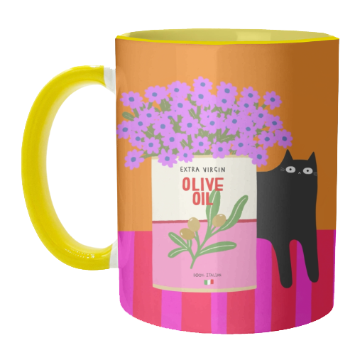Flowers And Olive Oil - unique mug by The Paper Tail