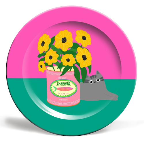 Flowers And Sardines - ceramic dinner plate by The Paper Tail