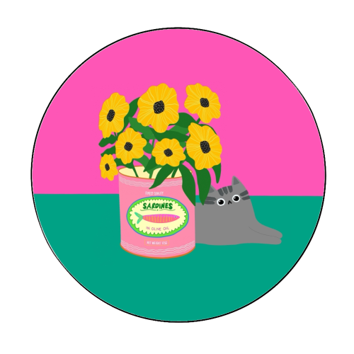 Flowers And Sardines - Circle Sticker by The Paper Tail