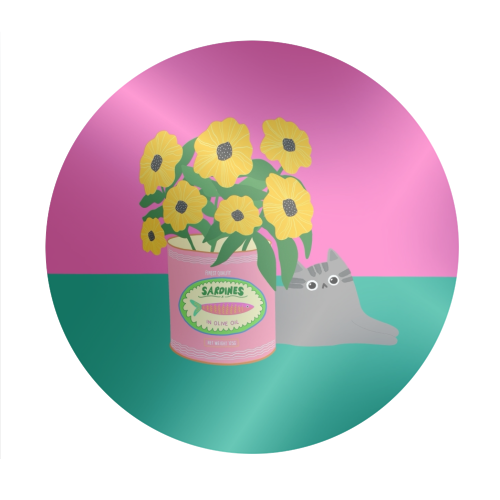Flowers And Sardines - Circle Sticker by The Paper Tail