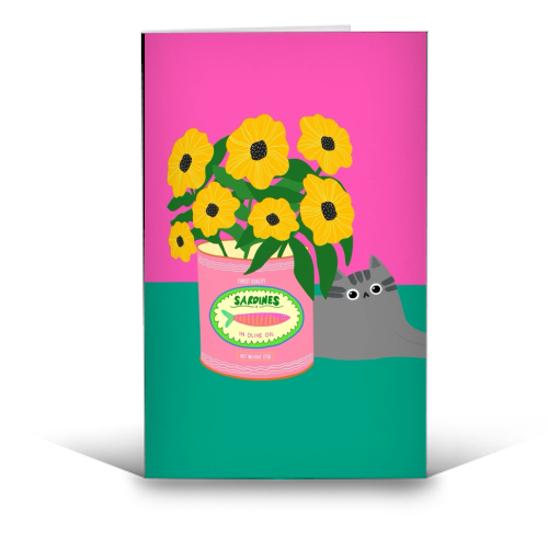 Flowers And Sardines - funny greeting card by The Paper Tail