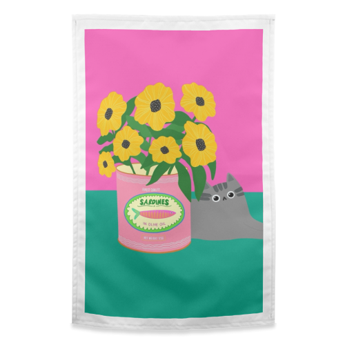 Flowers And Sardines - funny tea towel by The Paper Tail