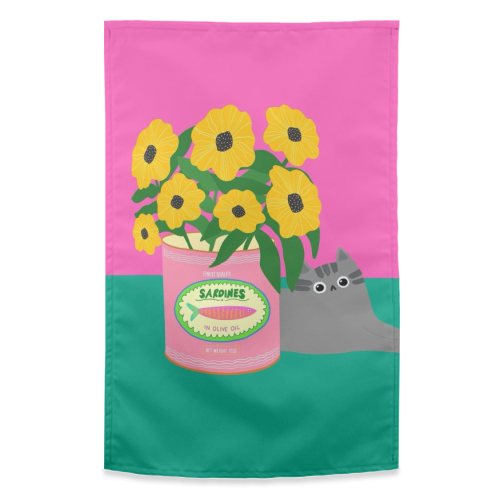 Flowers And Sardines - funny tea towel by The Paper Tail
