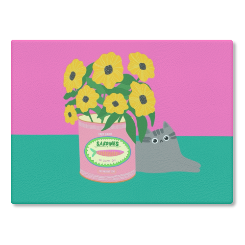 Flowers And Sardines - glass chopping board by The Paper Tail