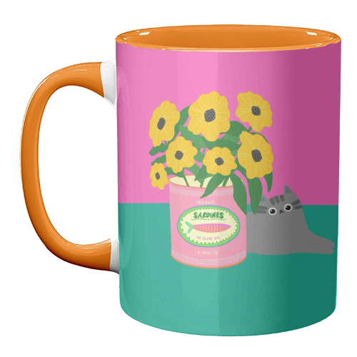 Flowers And Sardines - unique mug by The Paper Tail