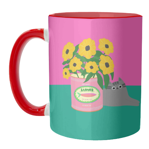 Flowers And Sardines - unique mug by The Paper Tail