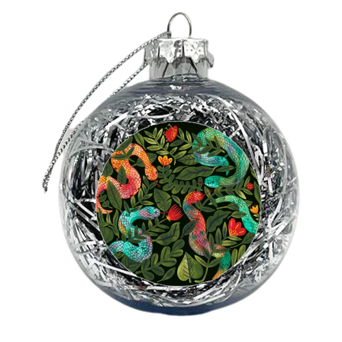 Flowers and Snakes - xmas bauble by Samantha Dolan