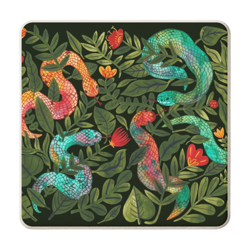 Flowers and Snakes - personalised beer coaster by Samantha Dolan