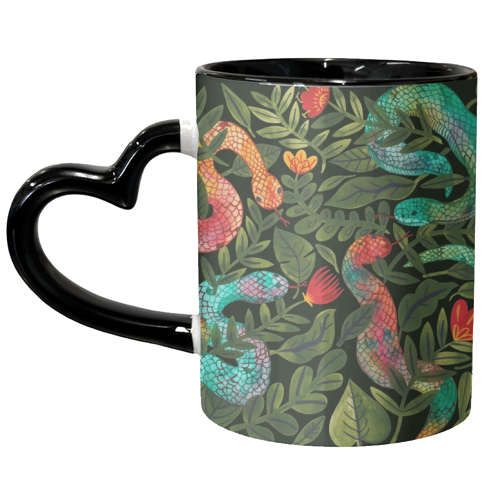 Flowers and Snakes - unique mug by Samantha Dolan