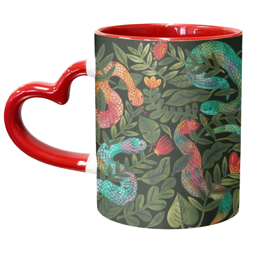 Flowers and Snakes - unique mug by Samantha Dolan