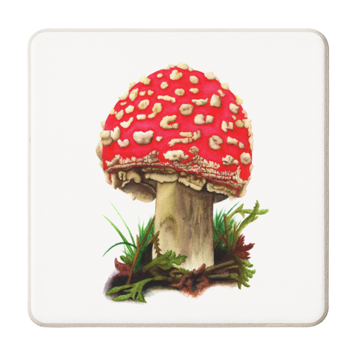 Fly Agaric Mushroom - personalised beer coaster by She Walks She Paints