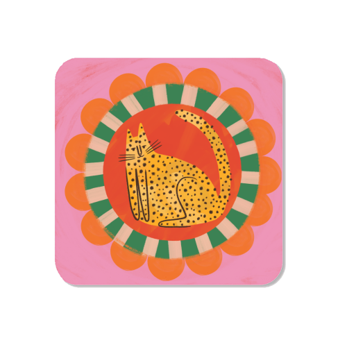 Folk art Bold Bright Leopard Illustration Plate Design - Magnet by AbiGoLucky