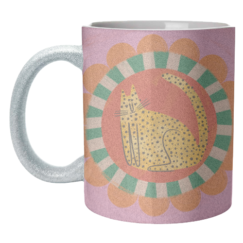 Folk art Bold Bright Leopard Illustration Plate Design - unique mug by AbiGoLucky