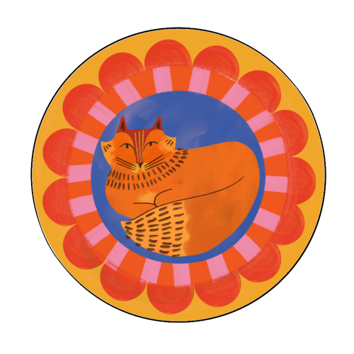 Folk Art Fox Bold Bright Colourful Painted Design - Circle Sticker by AbiGoLucky