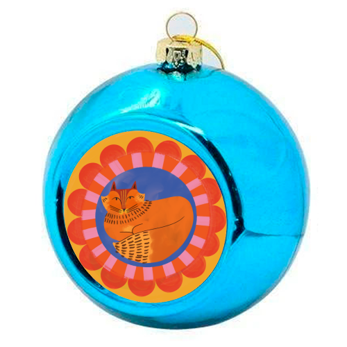Folk Art Fox Bold Bright Colourful Painted Design - colourful christmas bauble by AbiGoLucky