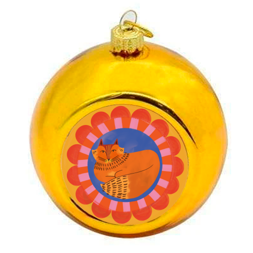 Folk Art Fox Bold Bright Colourful Painted Design - colourful christmas bauble by AbiGoLucky