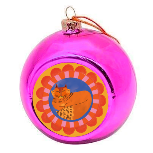 Folk Art Fox Bold Bright Colourful Painted Design - colourful christmas bauble by AbiGoLucky