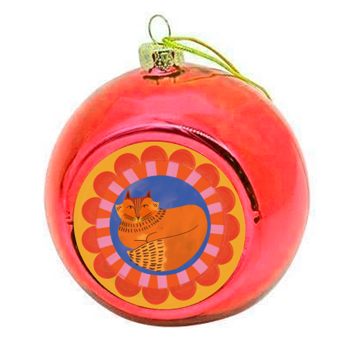 Folk Art Fox Bold Bright Colourful Painted Design - colourful christmas bauble by AbiGoLucky