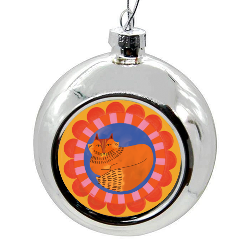 Folk Art Fox Bold Bright Colourful Painted Design - colourful christmas bauble by AbiGoLucky