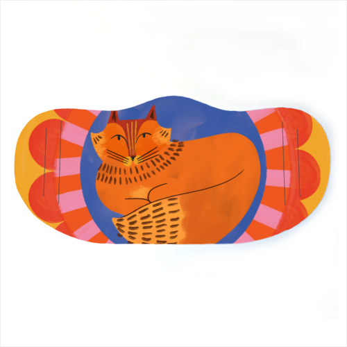 Folk Art Fox Bold Bright Colourful Painted Design - face cover mask by AbiGoLucky