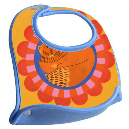 Folk Art Fox Bold Bright Colourful Painted Design - feeding bib by AbiGoLucky