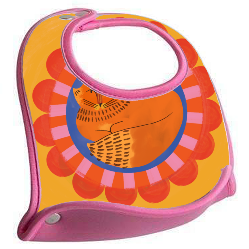 Folk Art Fox Bold Bright Colourful Painted Design - feeding bib by AbiGoLucky