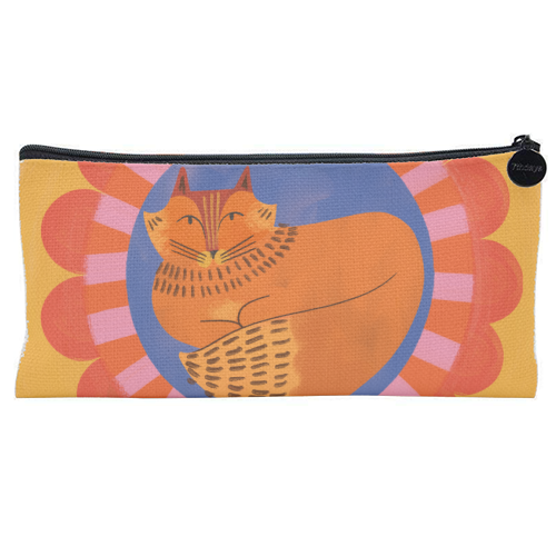 Folk Art Fox Bold Bright Colourful Painted Design - flat pencil case by AbiGoLucky