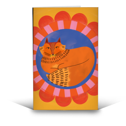 Folk Art Fox Bold Bright Colourful Painted Design - funny greeting card by AbiGoLucky