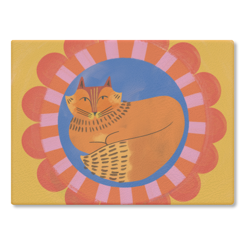 Folk Art Fox Bold Bright Colourful Painted Design - glass chopping board by AbiGoLucky