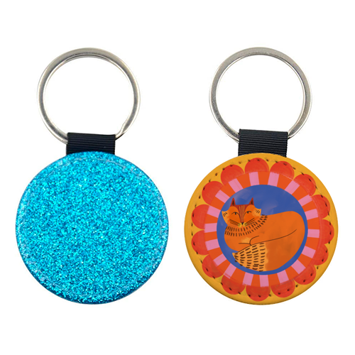 Folk Art Fox Bold Bright Colourful Painted Design - keyring by AbiGoLucky