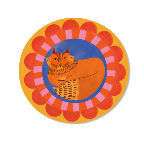 Folk Art Fox Bold Bright Colourful Painted Design - Magnet by AbiGoLucky