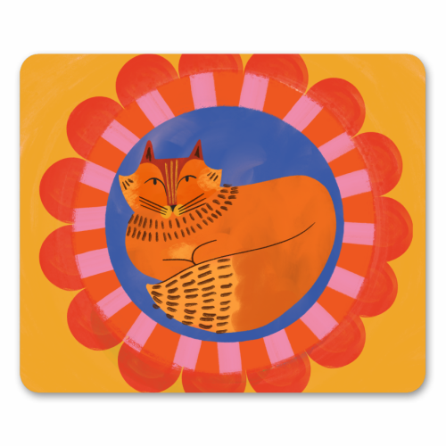 Folk Art Fox Bold Bright Colourful Painted Design - mouse mat by AbiGoLucky
