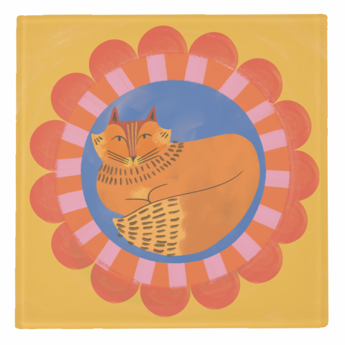 Folk Art Fox Bold Bright Colourful Painted Design - personalised beer coaster by AbiGoLucky