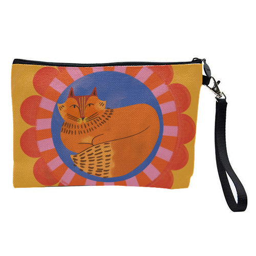 Folk Art Fox Bold Bright Colourful Painted Design - pretty makeup bag by AbiGoLucky