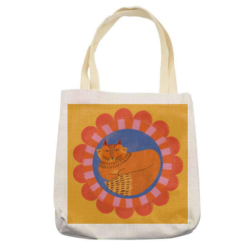 Folk Art Fox Bold Bright Colourful Painted Design - printed canvas tote bag by AbiGoLucky