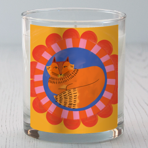 Folk Art Fox Bold Bright Colourful Painted Design - scented candle by AbiGoLucky