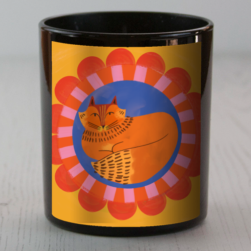 Folk Art Fox Bold Bright Colourful Painted Design - scented candle by AbiGoLucky