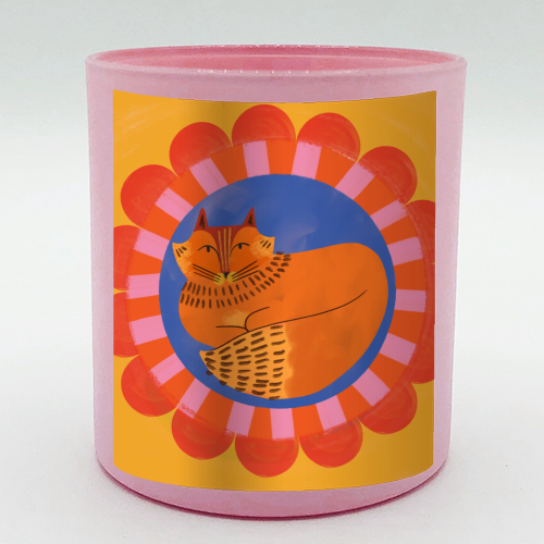 Folk Art Fox Bold Bright Colourful Painted Design - scented candle by AbiGoLucky