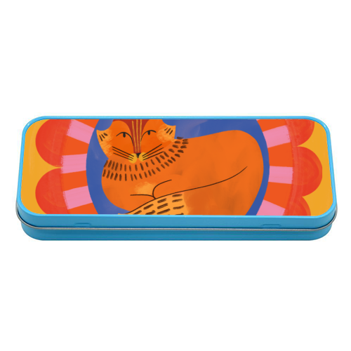 Folk Art Fox Bold Bright Colourful Painted Design - tin pencil case by AbiGoLucky