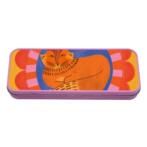 Folk Art Fox Bold Bright Colourful Painted Design - tin pencil case by AbiGoLucky