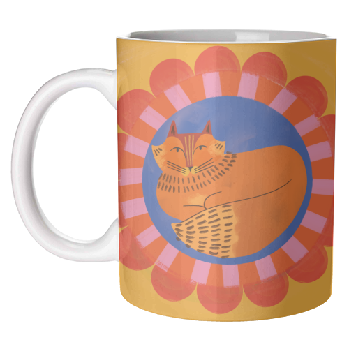 Folk Art Fox Bold Bright Colourful Painted Design - unique mug by AbiGoLucky