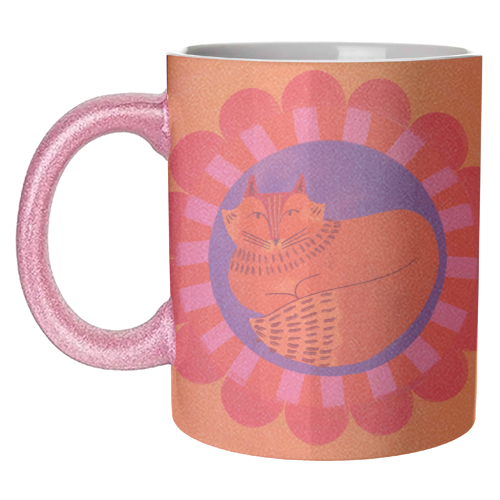 Folk Art Fox Bold Bright Colourful Painted Design - unique mug by AbiGoLucky