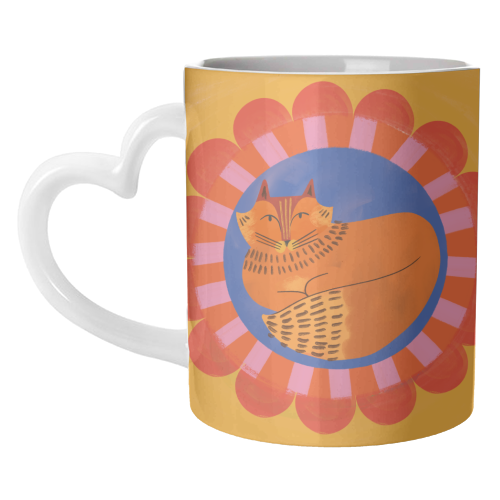 Folk Art Fox Bold Bright Colourful Painted Design - unique mug by AbiGoLucky