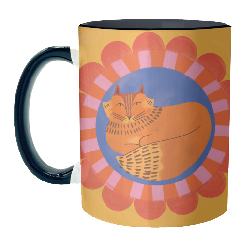 Folk Art Fox Bold Bright Colourful Painted Design - unique mug by AbiGoLucky