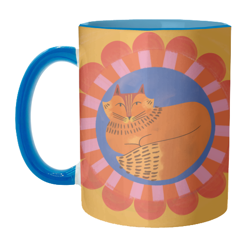 Folk Art Fox Bold Bright Colourful Painted Design - unique mug by AbiGoLucky