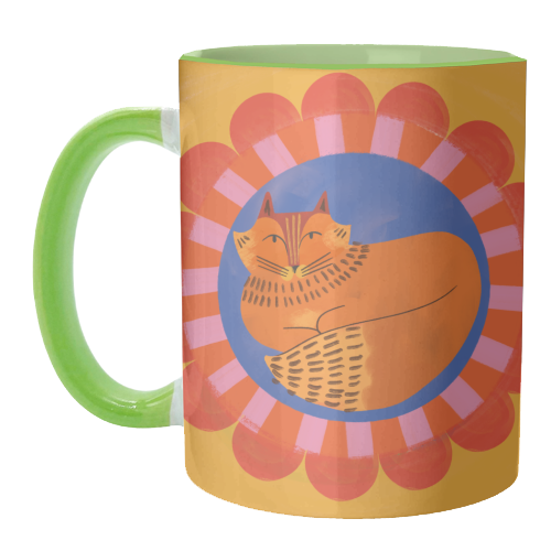 Folk Art Fox Bold Bright Colourful Painted Design - unique mug by AbiGoLucky